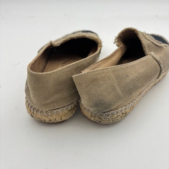 Chanel CC Logo Canvas Black Cap Toe Espadrilles Slip Ons Women's 37 - Picture 11 of 14